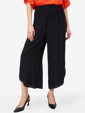 Red Coral New XXL Black Double Layered Faux Linen Pant